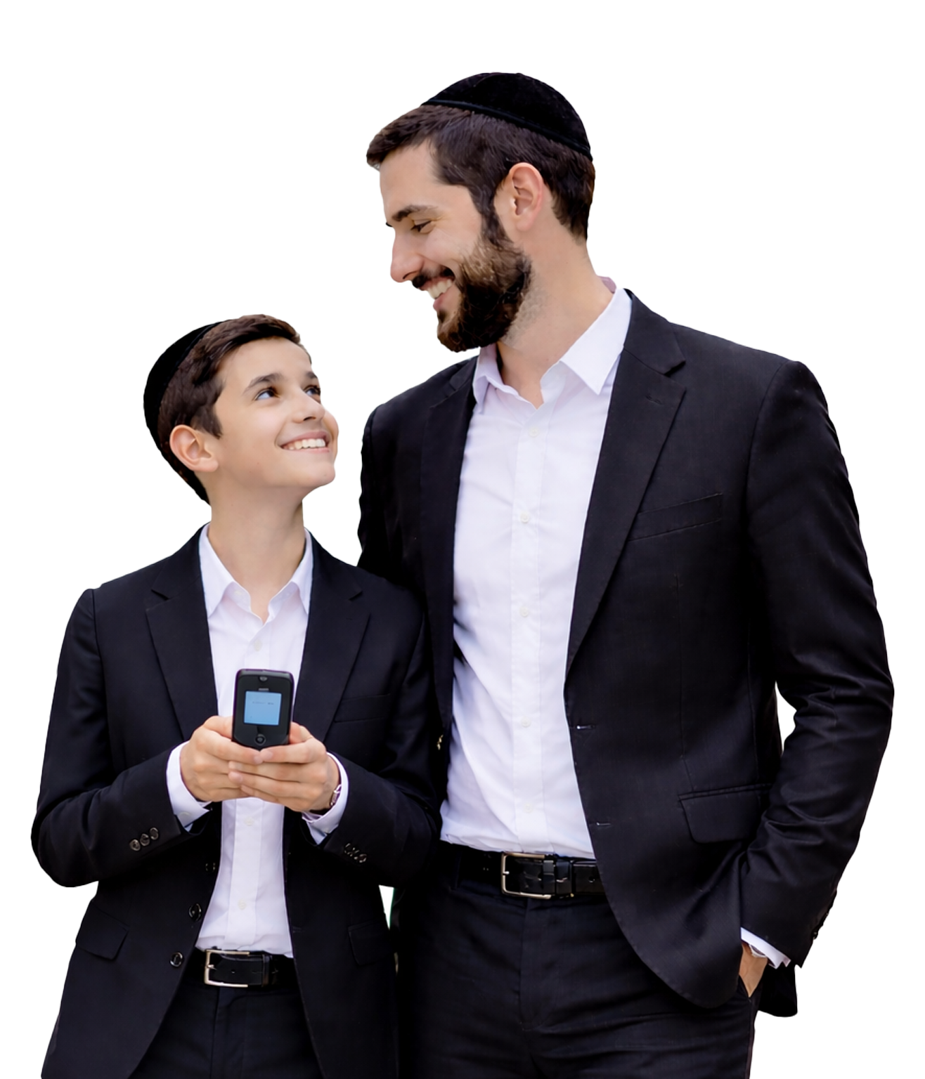 Parent and child using phone